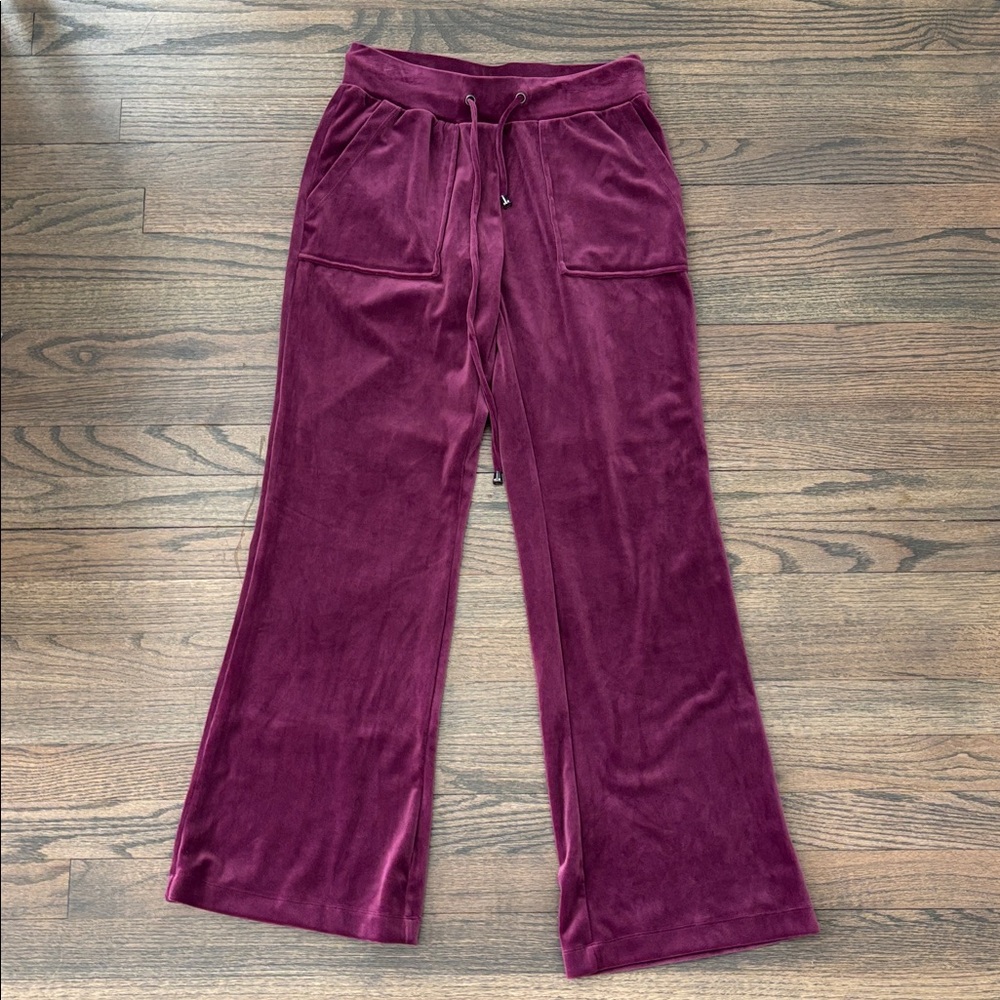 Cable & Gauge Burgundy Velvet Wide Leg Pants